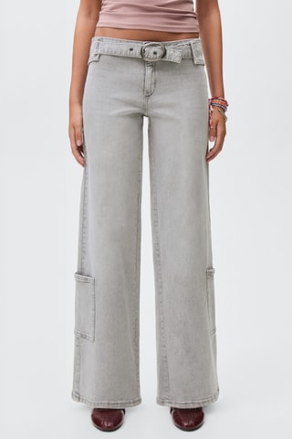 Jean wideleg avec boucle - Gris