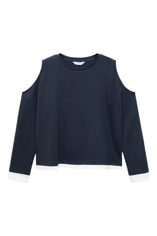 T-shirt coton à découpe - Bleu marine