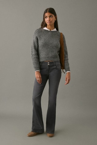Jean flare taille basse - Noir