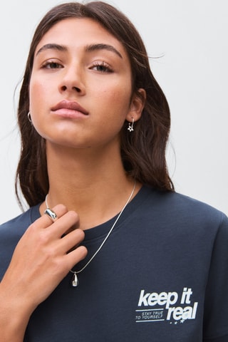 T-shirt en coton imprimé - Bleu marine