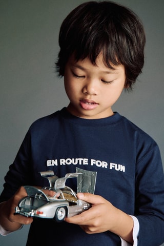 T-shirt imprimé relief - Bleu marine