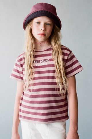 T-shirt à rayures en coton - Rose