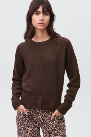 Pull-over maille détail boutons - Marron