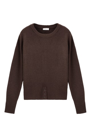 Pull-over maille détail boutons - Marron