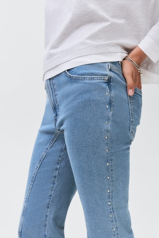 Jean flare à coutures décoratives - Bleu clair