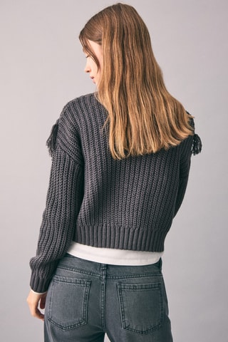 Pull-over maille franges - Anthracite