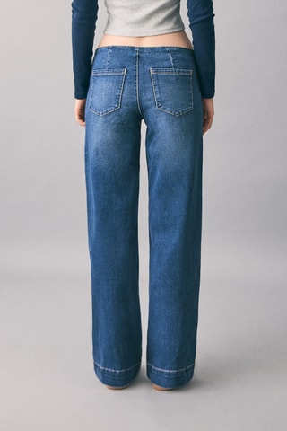 Jean taille basse à clous - Bleu marine