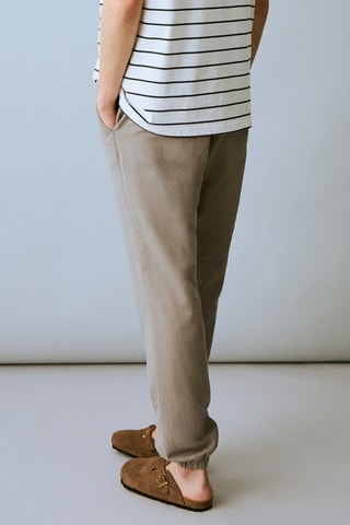 Pantalon jogging lin coton - Kaki