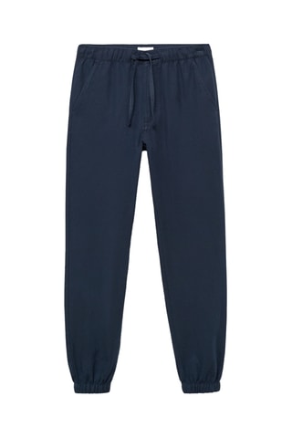 Pantalon jogging lin coton - Bleu marine