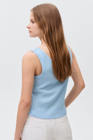T-shirt sans manches coton - Bleu