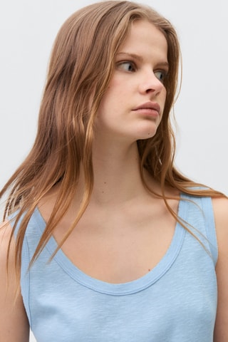 T-shirt sans manches coton - Bleu