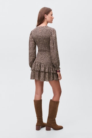 Robe froncée léopard - Marron