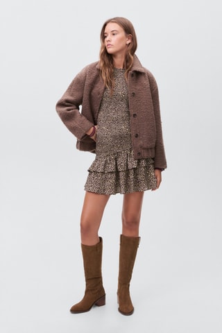 Robe froncée léopard - Marron