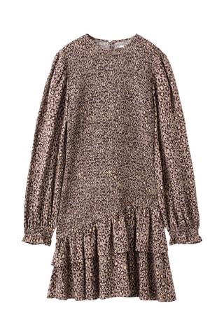 Robe froncée léopard - Marron