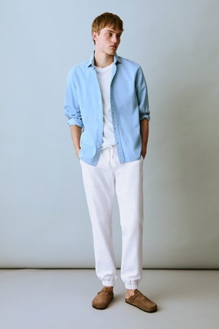 Pantalon jogging lin coton - Blanc