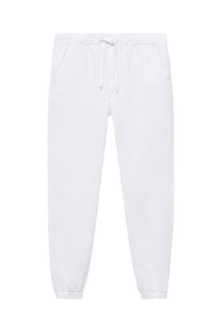 Pantalon jogging lin coton - Blanc