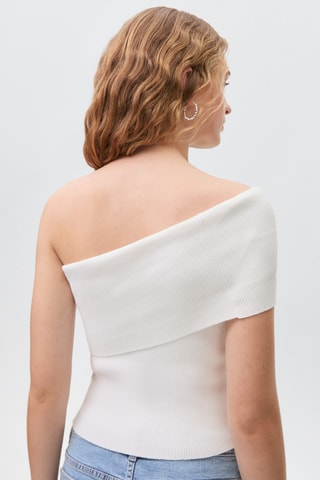 Haut asymétrique épaules dénudées - Blanc