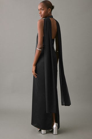 Robe satinée emmanchures américaines - Noir
