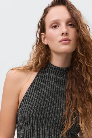 Robe Lurex emmanchures américaines - Noir
