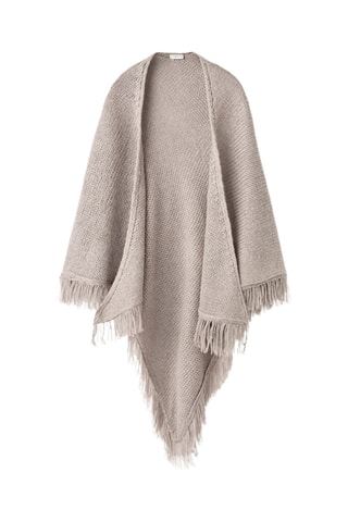 Poncho en maille à franges - Gris clair