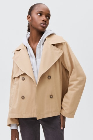 Trench court croisé - Beige