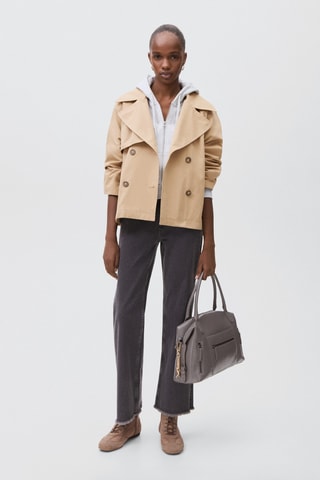 Trench court croisé - Beige