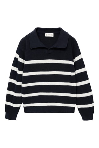 Pull-over en maille à rayures - Bleu marine