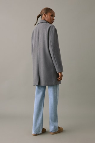 Manteau coupe midi drap de laine - Gris