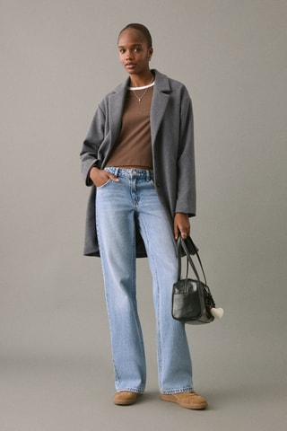 Manteau coupe midi drap de laine - Gris