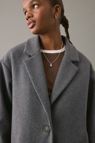 Manteau coupe midi drap de laine - Gris