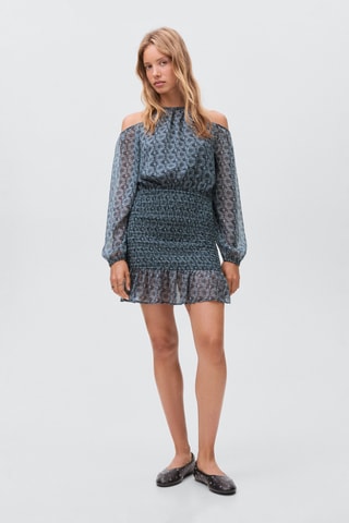 Robe à fleurs cut-out - Bleu
