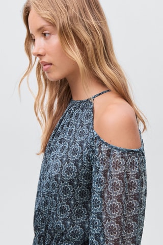 Robe à fleurs cut-out - Bleu