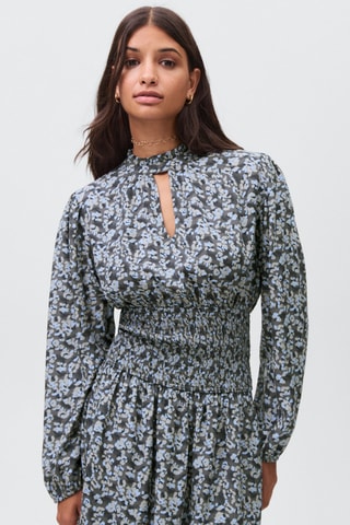 Robe fluide imprimée - Anthracite