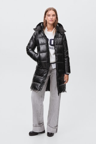 Anorak matelassé simili-cuir - Noir