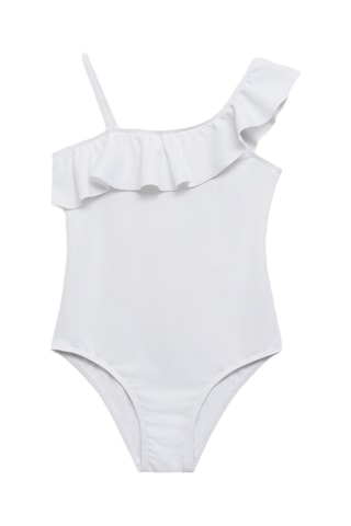 Maillot de bain asymétrique volant - Blanc
