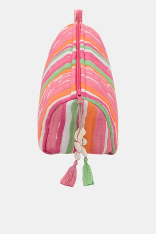 Trousse de maquillage coton rayures - Rose