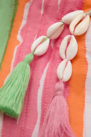 Trousse de maquillage coton rayures - Rose