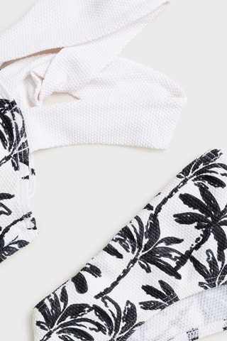 Bikini imprimé palmiers - Blanc