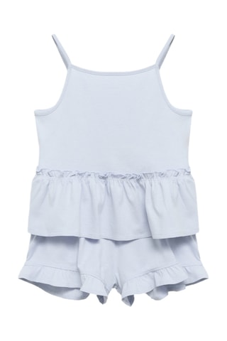 Pyjama court à volants - Bleu