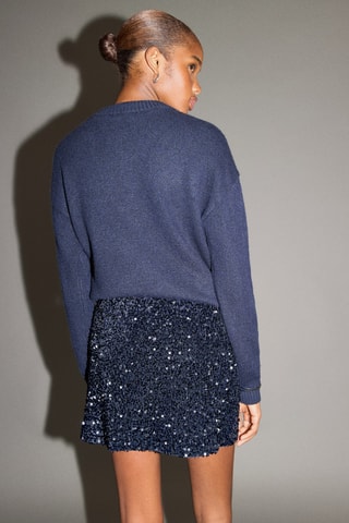 Mini-jupe à paillettes - Bleu marine