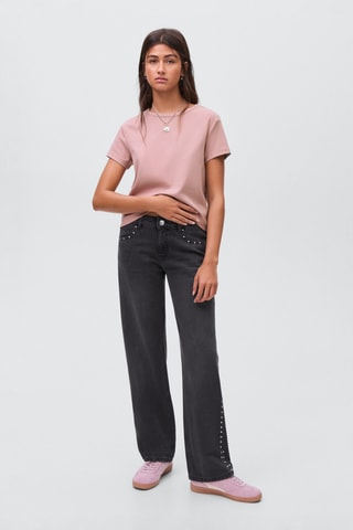 Jean straight-fit clouté - Noir