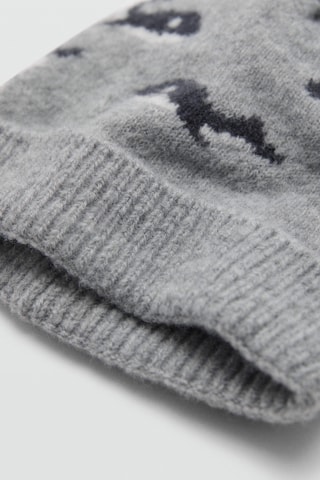Bonnet en maille à pompon - Gris