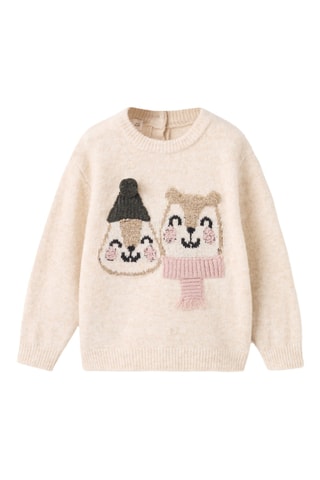 Pull-over brodé maille - Beige