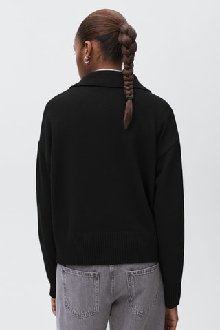 Pull-over maille col polo - Noir
