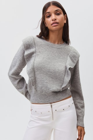 Pull-over maille volants - Gris