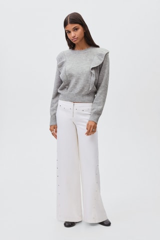 Pull-over maille volants - Gris