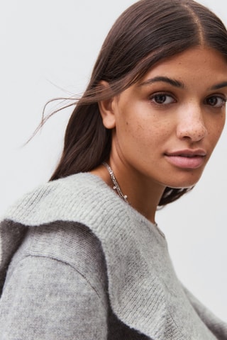 Pull-over maille volants - Gris