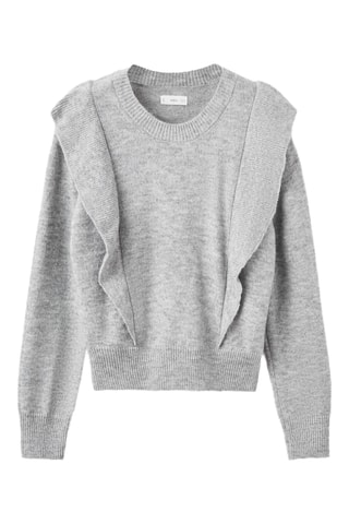 Pull-over maille volants - Gris