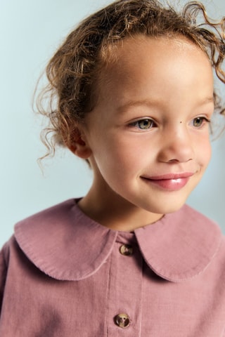 Blouse en velours côtelé col Claudine - Rose