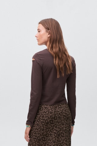 T-shirt coton à découpe - Marron
